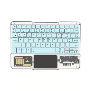 TECLADO TRANSPARENTE CON MOUSE BLUETOOTH RECARGABLE